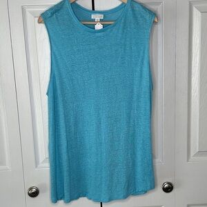 J. Jill 100% Linen Turquoise Sleeveless Top Women’s 2X Plus Size NWOT